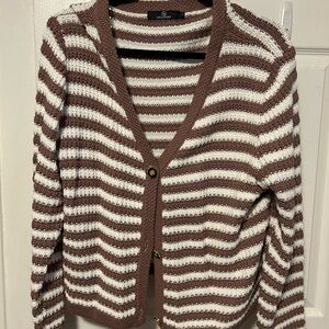 Striped Brown and White Women's Sweater